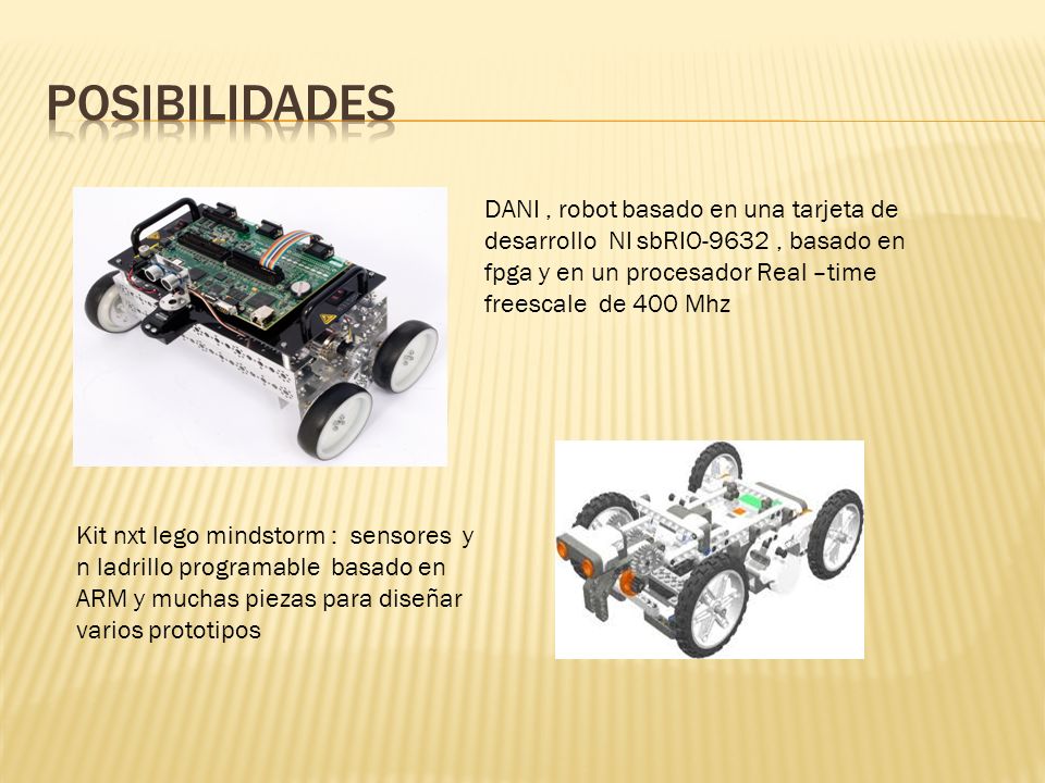 posibilidades DANI , robot basado en una tarjeta de desarrollo NI sbRIO-9632 , basado en fpga y en un procesador Real –time freescale de 400 Mhz.