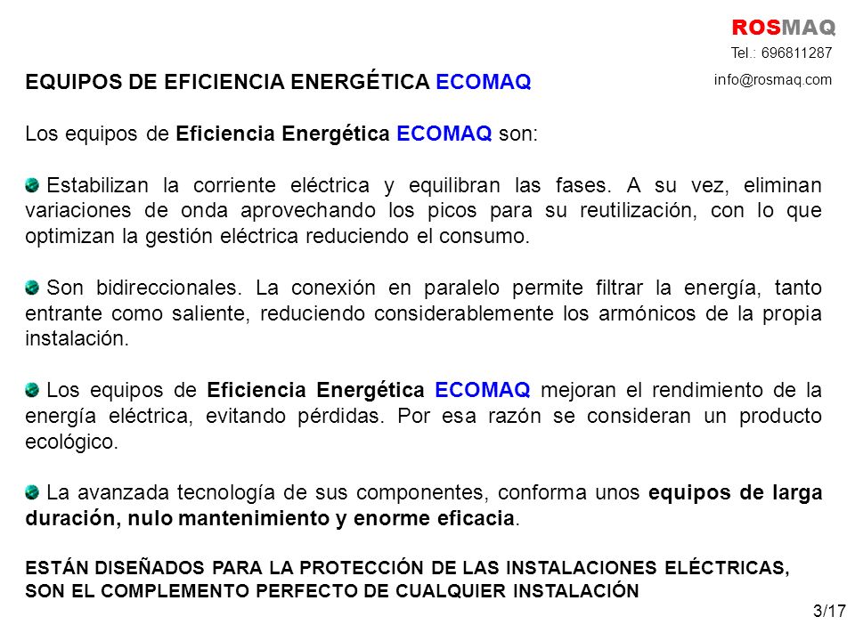 EQUIPOS DE EFICIENCIA ENERGÉTICA ECOMAQ