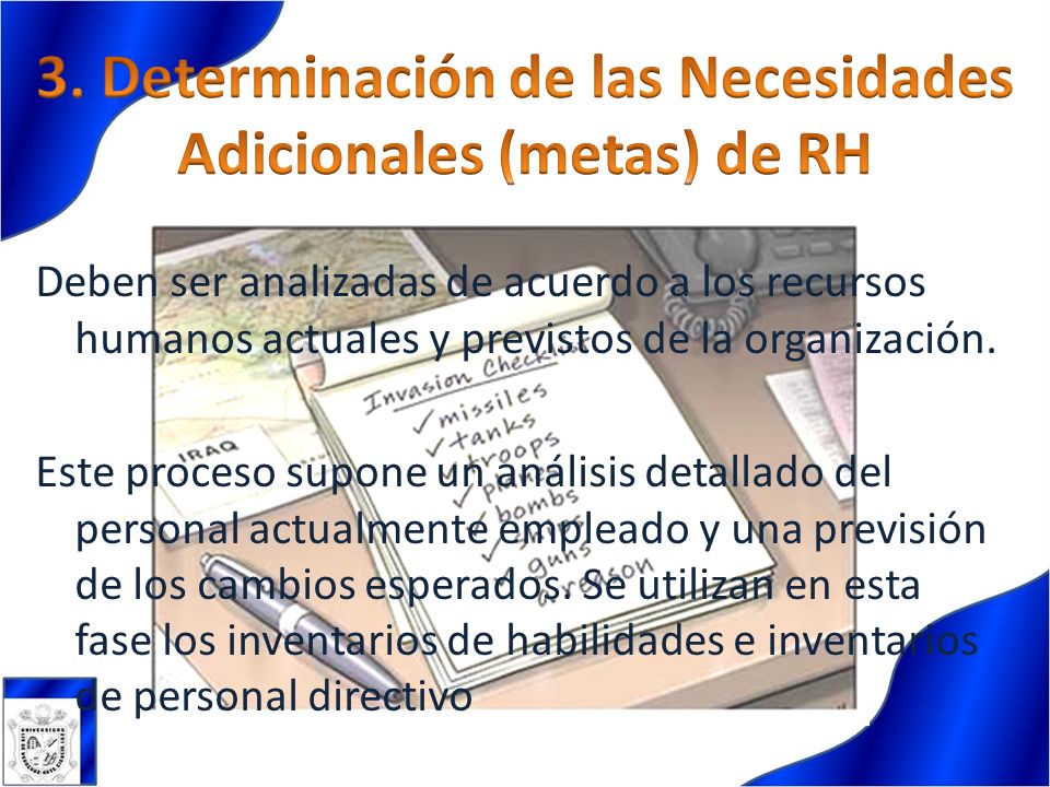 3. Determinación de las Necesidades Adicionales (metas) de RH