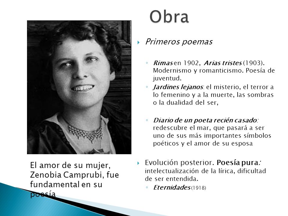 Obra Primeros poemas. Rimas en 1902, Arias tristes (1903). Modernismo y romanticismo. Poesía de juventud.