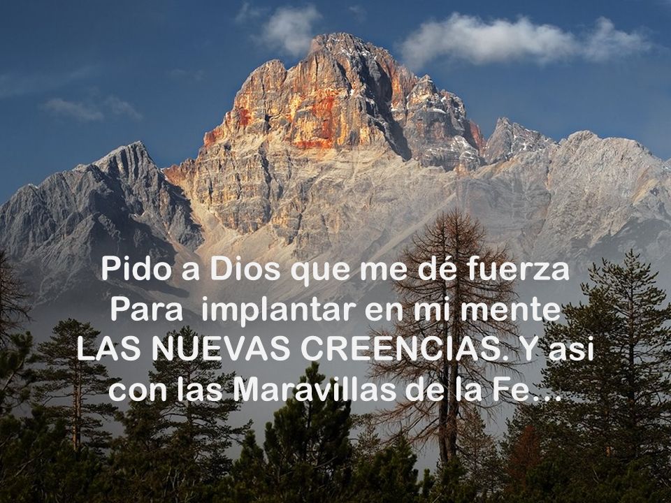 Pido a Dios que me dé fuerza Para implantar en mi mente LAS NUEVAS CREENCIAS.