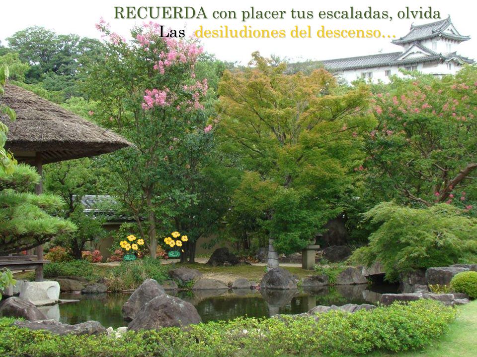 RECUERDA con placer tus escaladas, olvida Las desiludiones del descenso…