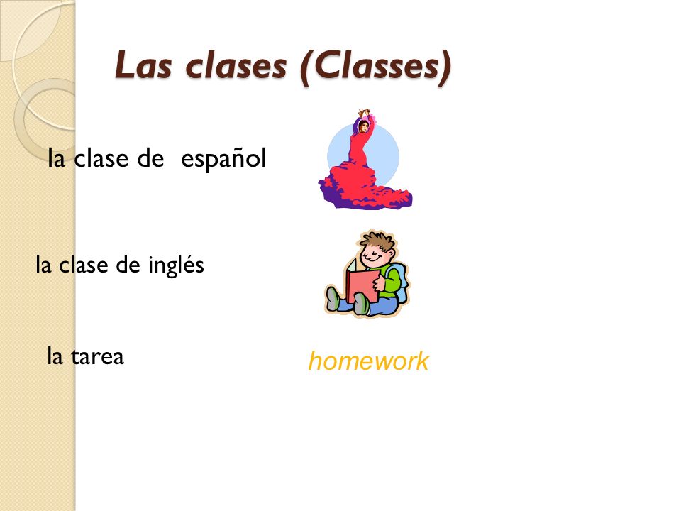 Las clases (Classes) la clase de español la tarea homework