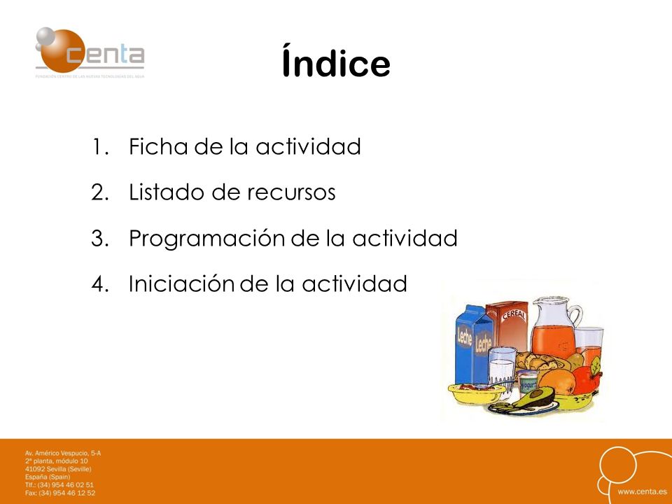Índice Ficha de la actividad Listado de recursos