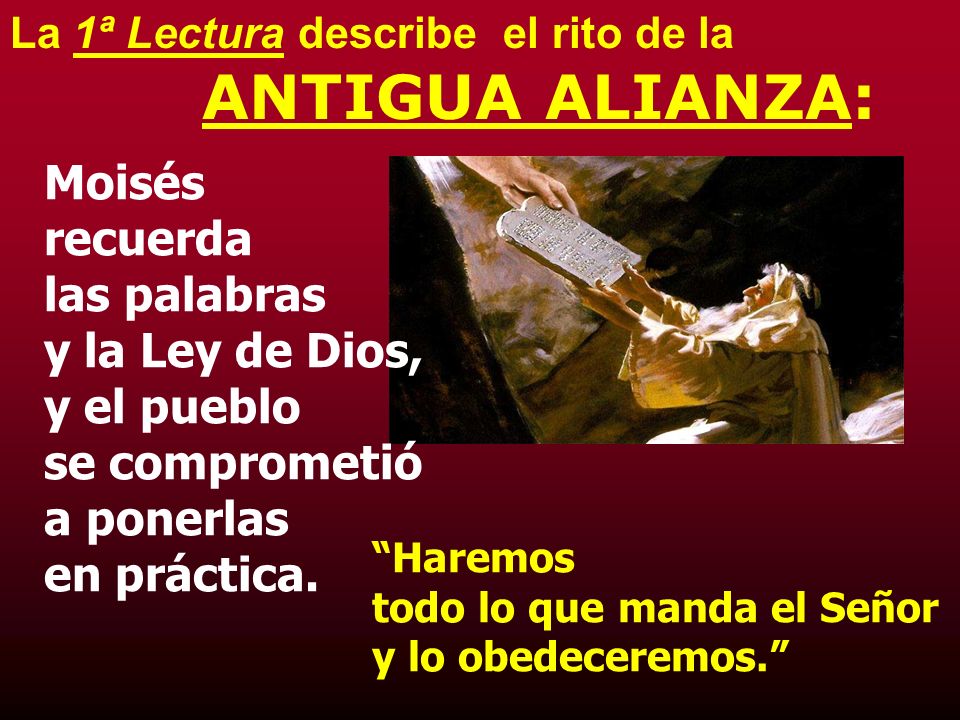La 1ª Lectura describe el rito de la ANTIGUA ALIANZA: