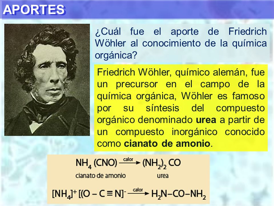 APORTES ¿Cuál fue el aporte de Friedrich Wöhler al conocimiento de la química orgánica