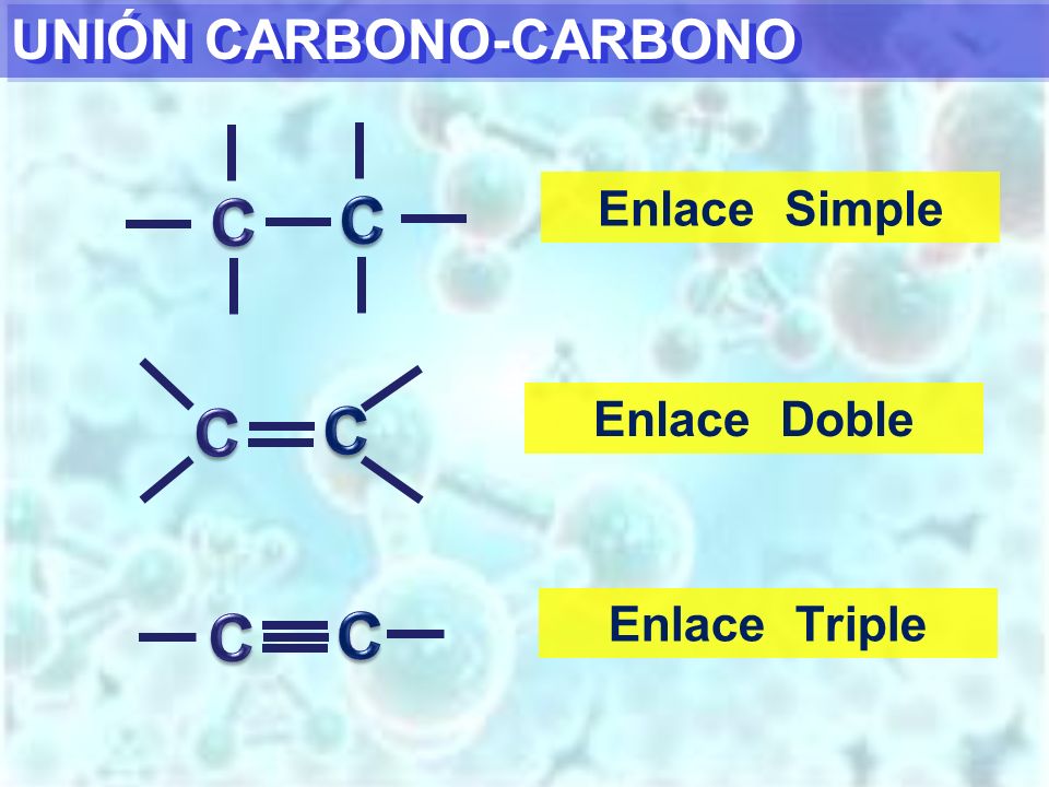 C C C C C C UNIÓN CARBONO-CARBONO Enlace Simple Enlace Doble