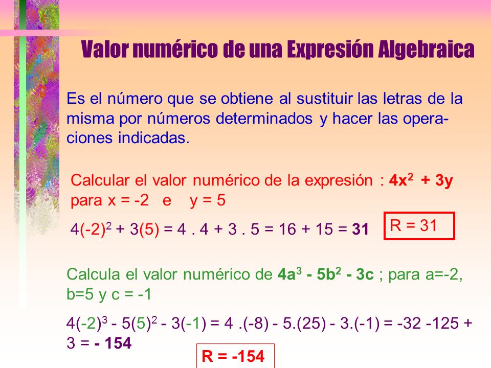 Valor numérico de una Expresión Algebraica
