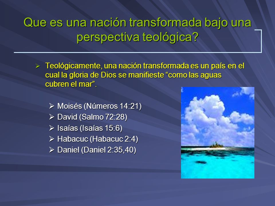 Que es una nación transformada bajo una perspectiva teológica