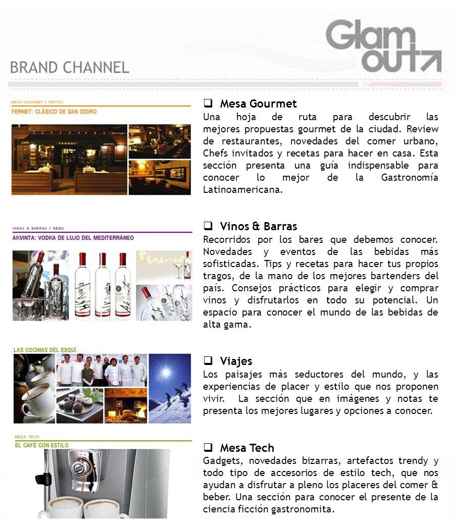 BRAND CHANNEL Mesa Gourmet Vinos & Barras Viajes Mesa Tech