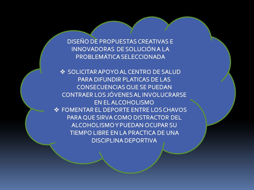 DISEÑO DE PROPUESTAS CREATIVAS E INNOVADORAS DE SOLUCIÓN A LA PROBLEMÁTICA SELECCIONADA