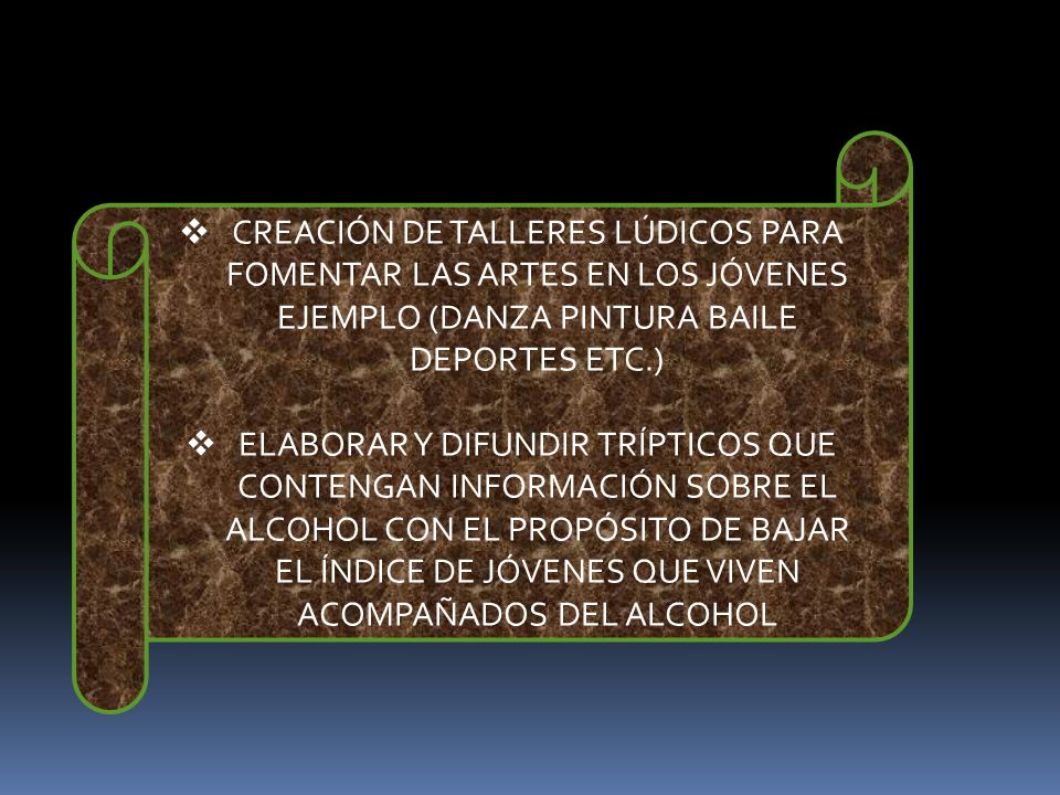 CREACIÓN DE TALLERES LÚDICOS PARA FOMENTAR LAS ARTES EN LOS JÓVENES EJEMPLO (DANZA PINTURA BAILE DEPORTES ETC.)