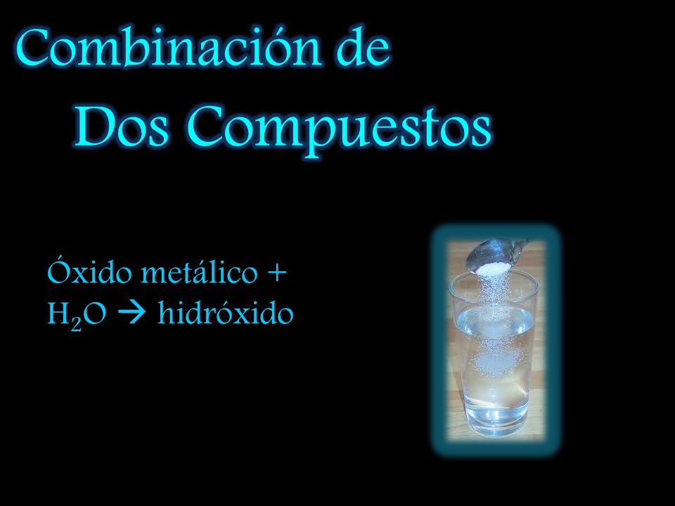 Combinación de Dos Compuestos Óxido metálico + H2O  hidróxido