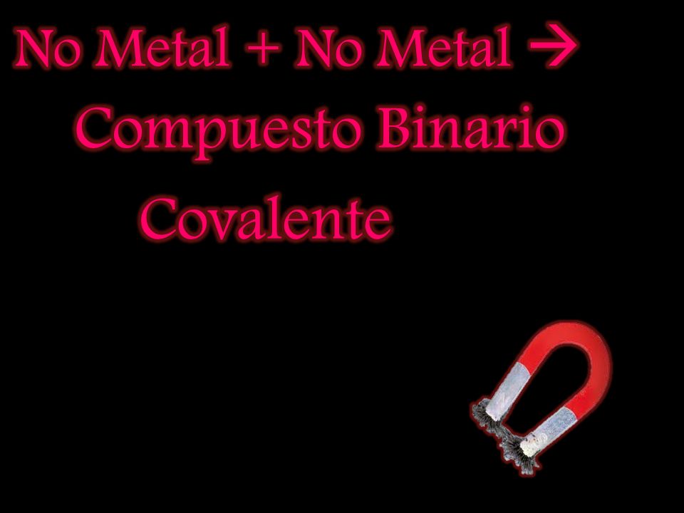 No Metal + No Metal  Compuesto Binario Covalente