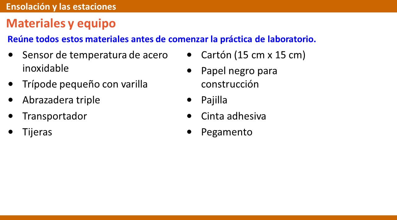 Materiales y equipo Sensor de temperatura de acero inoxidable