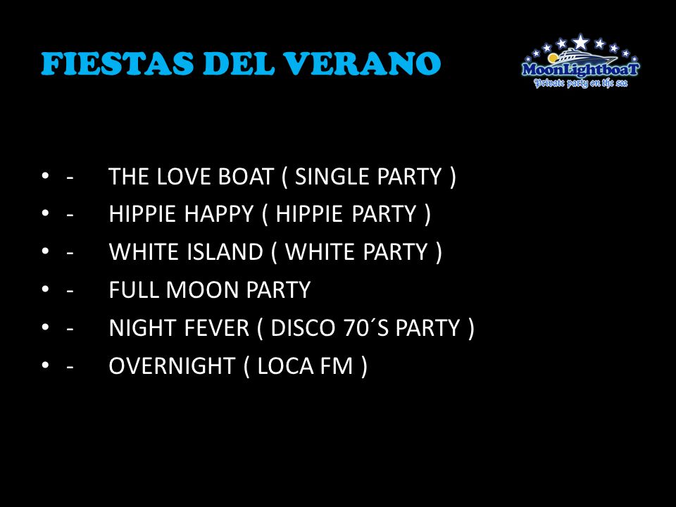 FIESTAS DEL VERANO - THE LOVE BOAT ( SINGLE PARTY )