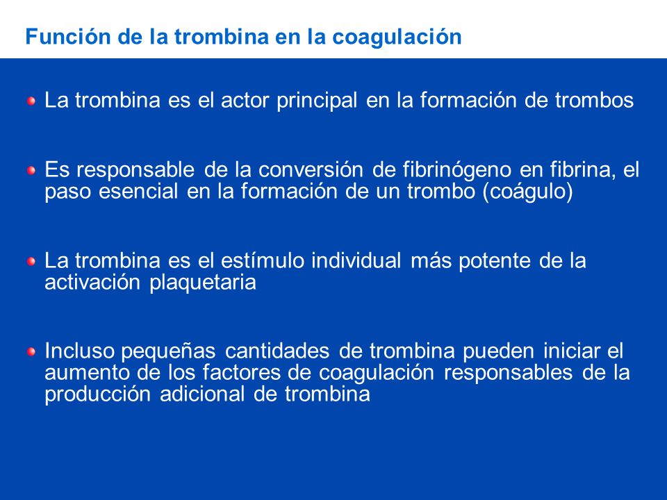 Función de la trombina en la coagulación