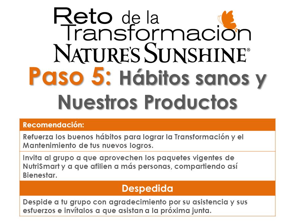 Paso 5: Hábitos sanos y Nuestros Productos