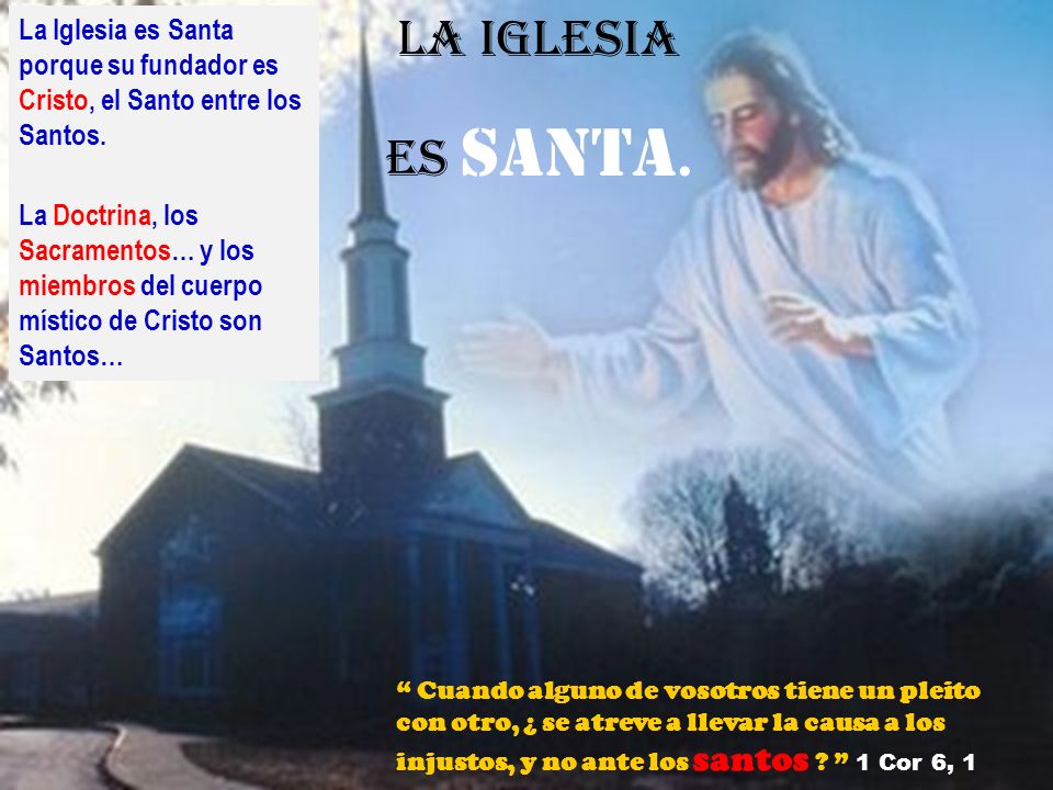 La Iglesia es Santa porque su fundador es Cristo, el Santo entre los Santos.