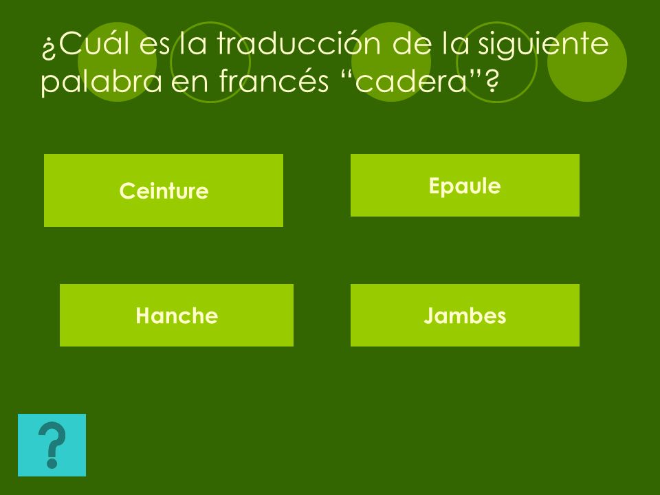 ¿Cuál es la traducción de la siguiente palabra en francés cadera