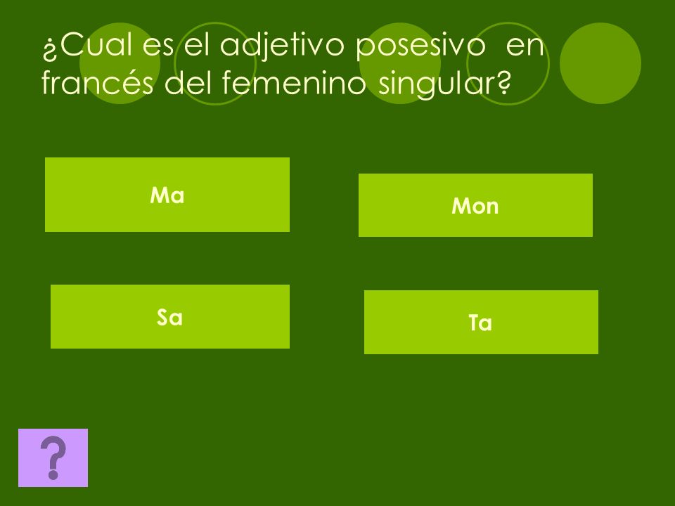 ¿Cual es el adjetivo posesivo en francés del femenino singular
