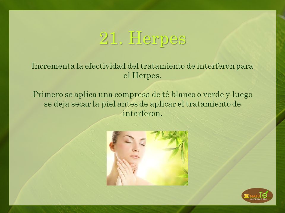 21. Herpes Incrementa la efectividad del tratamiento de interferon para el Herpes.