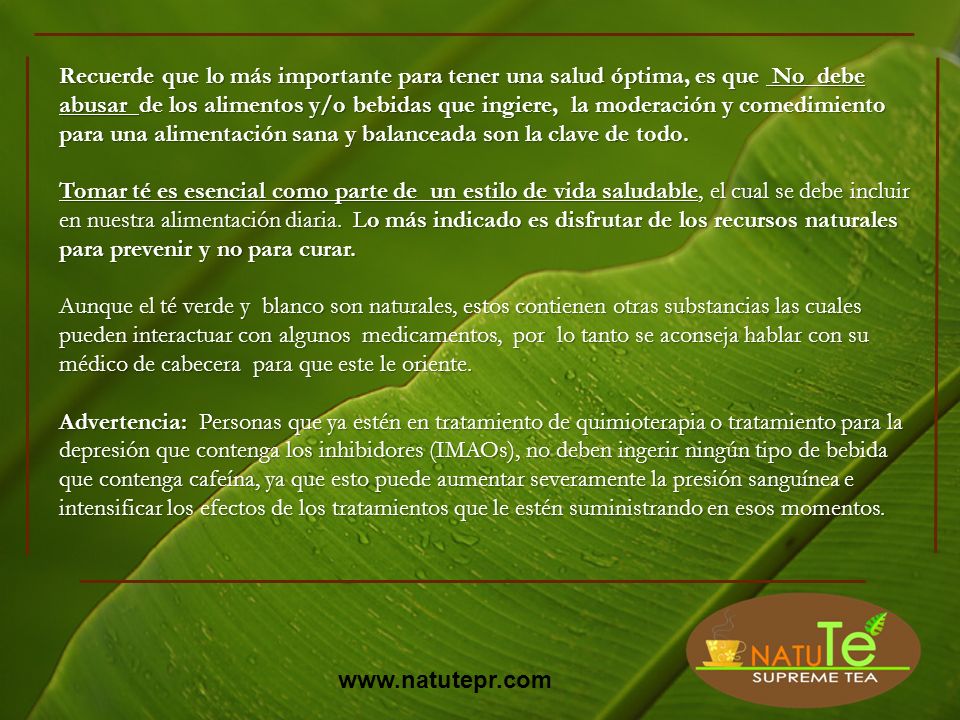Recuerde que lo más importante para tener una salud óptima, es que No debe abusar de los alimentos y/o bebidas que ingiere, la moderación y comedimiento para una alimentación sana y balanceada son la clave de todo.