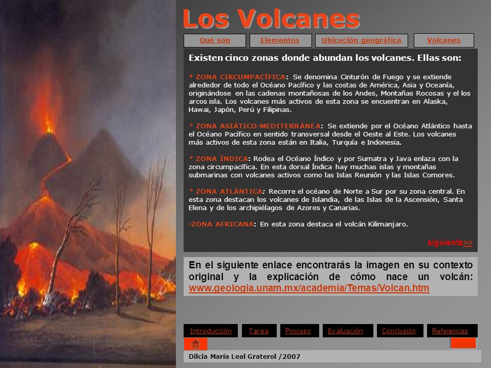 Los Volcanes Qué son. Elementos. Ubicación geográfica. Volcanes. Existen cinco zonas donde abundan los volcanes. Ellas son: