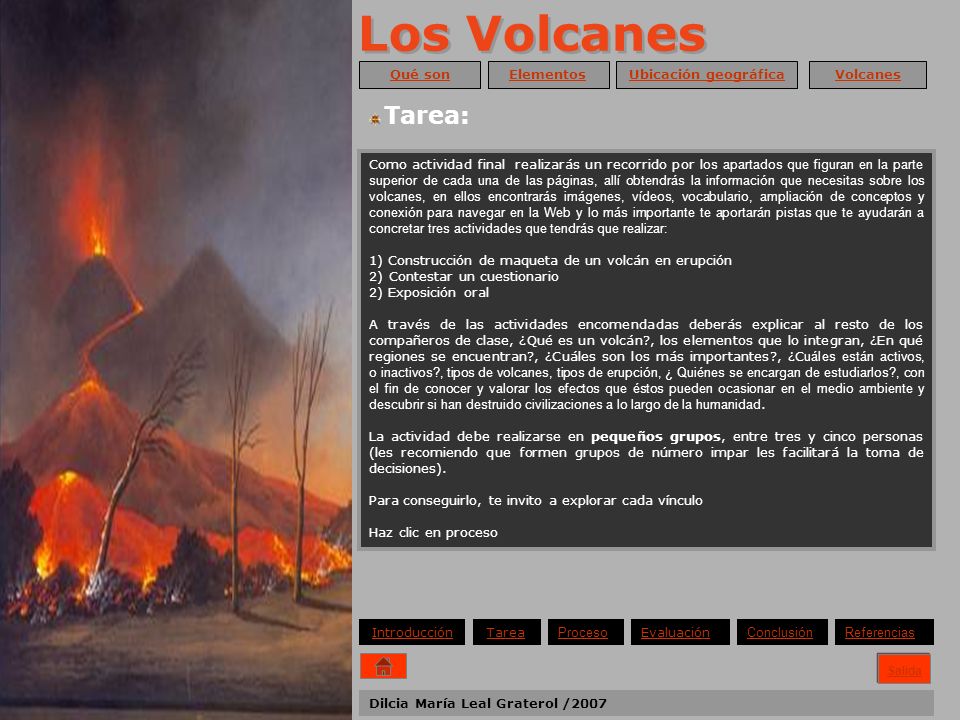 Los Volcanes Tarea: Inicio Ayuda Salida Qué son Elementos