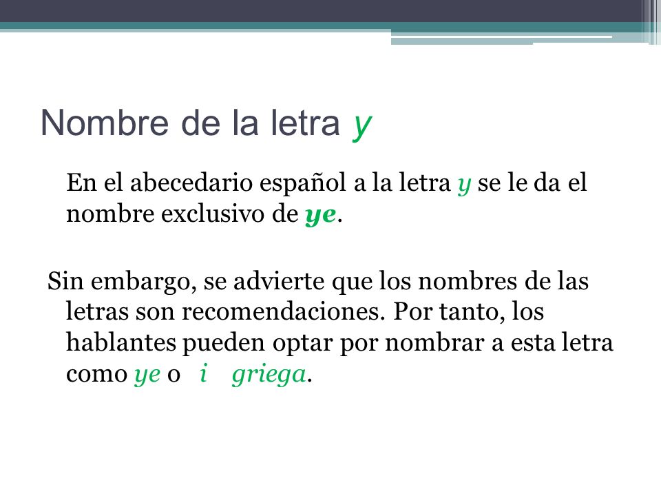 Nombre de la letra y
