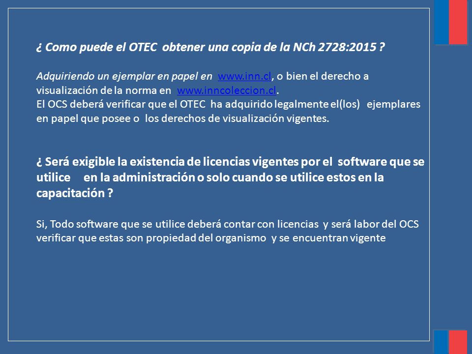 ¿ Como puede el OTEC obtener una copia de la NCh 2728:2015