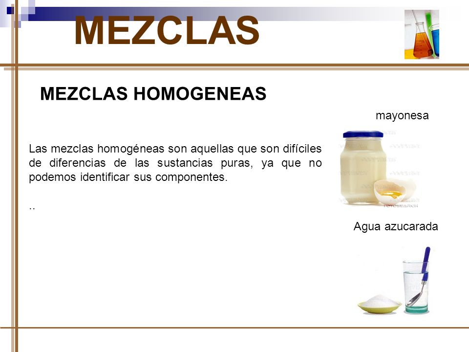 MEZCLAS MEZCLAS HOMOGENEAS mayonesa