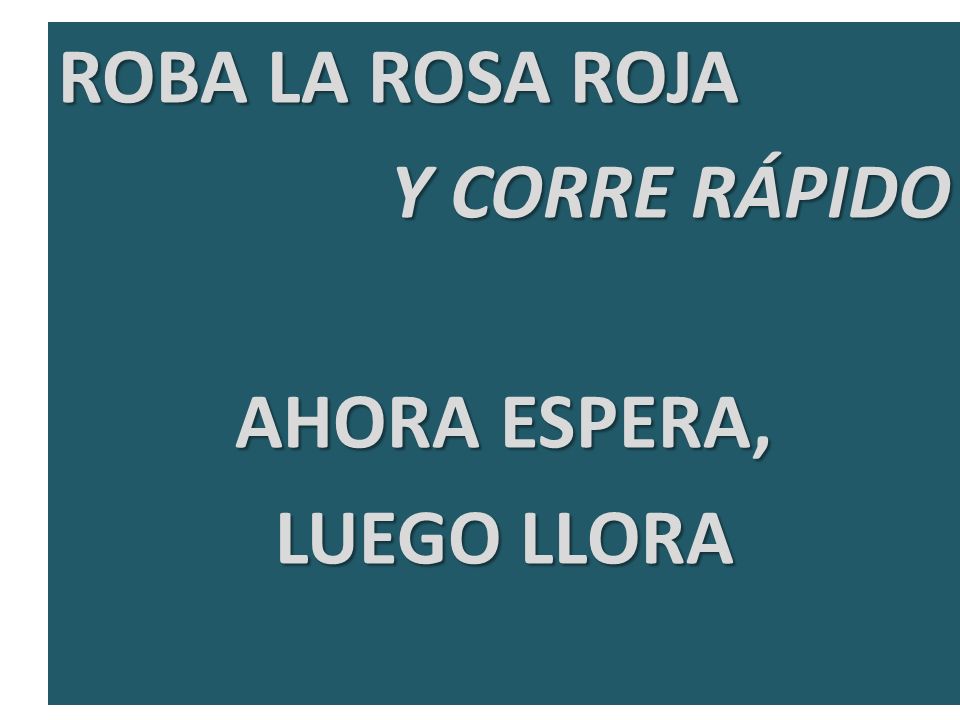 ROBA LA ROSA ROJA Y CORRE RÁPIDO AHORA ESPERA, LUEGO LLORA