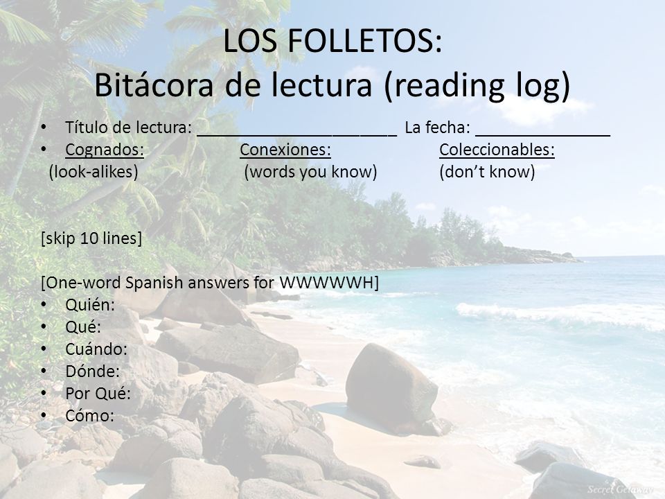 LOS FOLLETOS: Bitácora de lectura (reading log)