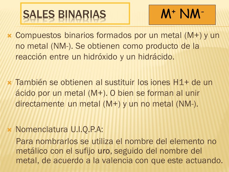 Sales binarias M+ NM-