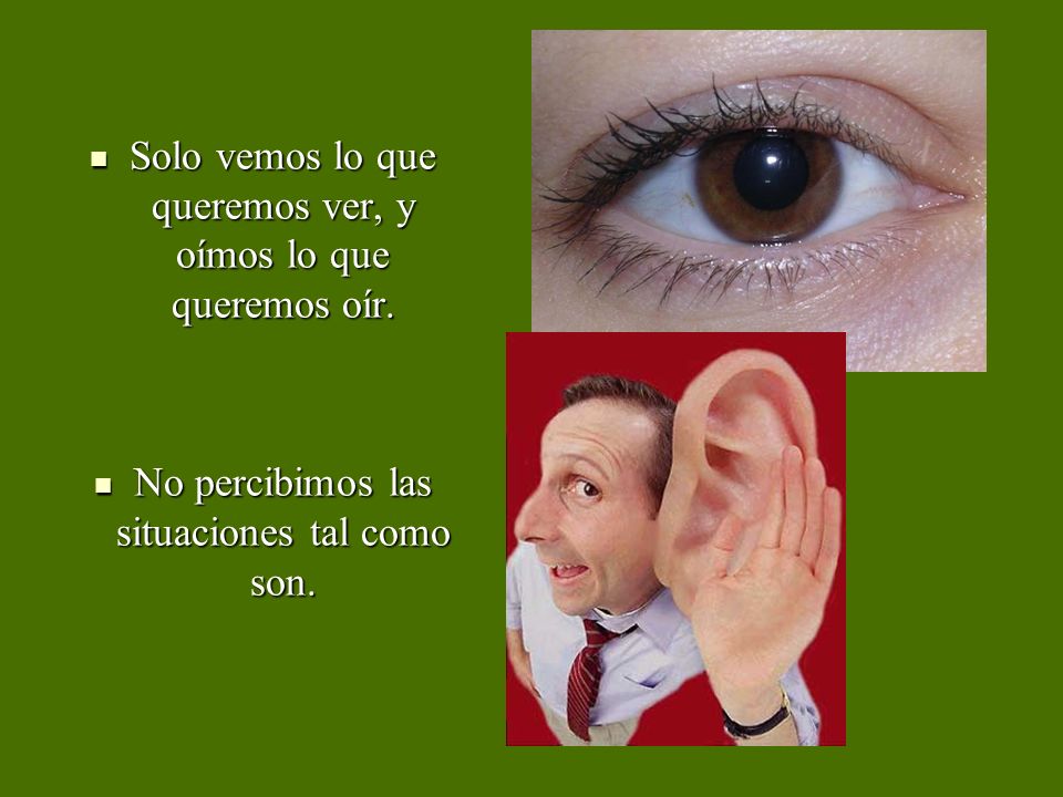 Solo vemos lo que queremos ver, y oímos lo que queremos oír.