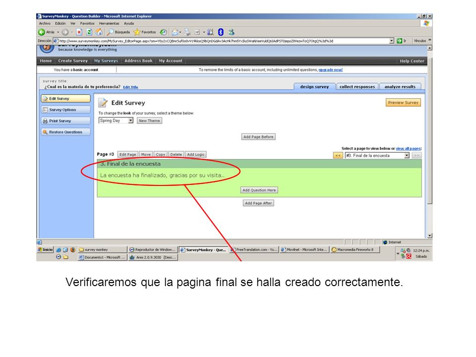 Verificaremos que la pagina final se halla creado correctamente.