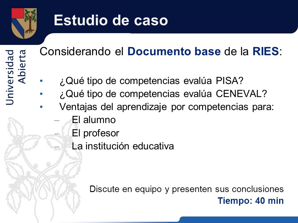 Estudio de caso Considerando el Documento base de la RIES: