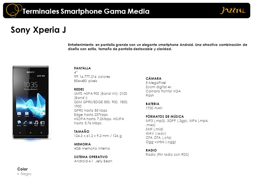 Sony Xperia J Terminales Smartphone Gama Media Color Negro