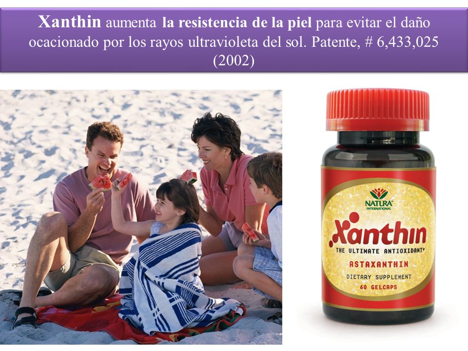 Xanthin aumenta la resistencia de la piel para evitar el daño ocacionado por los rayos ultravioleta del sol.