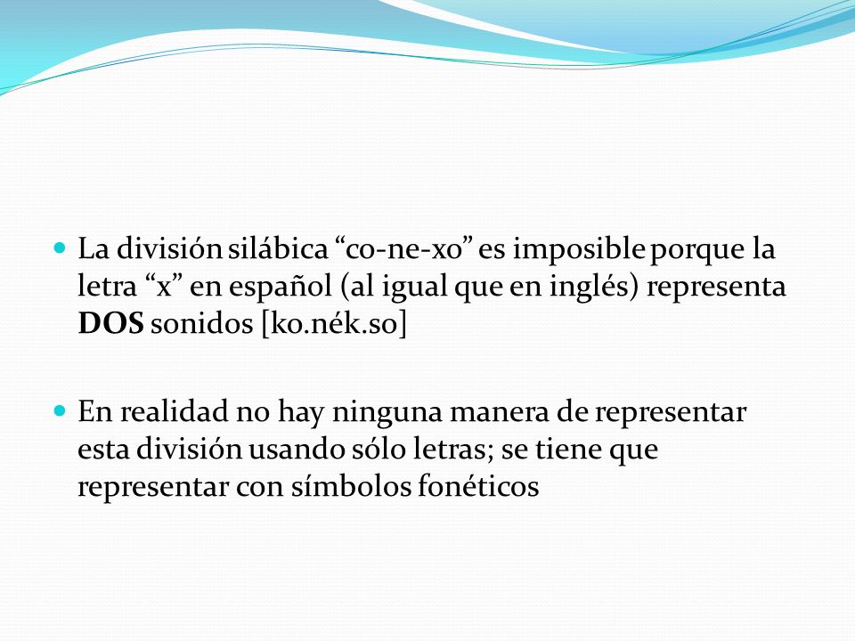 La división silábica co-ne-xo es imposible porque la letra x en español (al igual que en inglés) representa DOS sonidos [ko.nék.so]