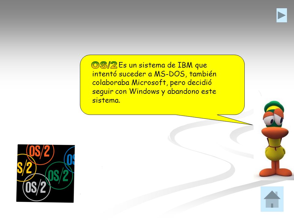 Es un sistema de IBM que intentó suceder a MS-DOS, también colaboraba Microsoft, pero decidió seguir con Windows y abandono este sistema.