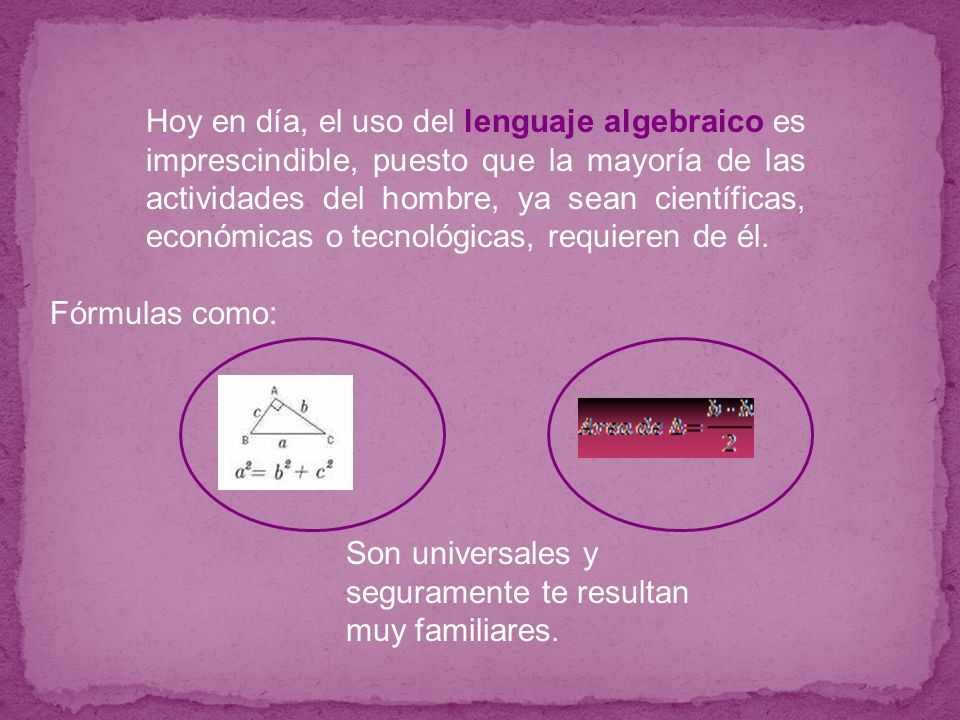 Hoy en día, el uso del lenguaje algebraico es imprescindible, puesto que la mayoría de las actividades del hombre, ya sean científicas, económicas o tecnológicas, requieren de él.