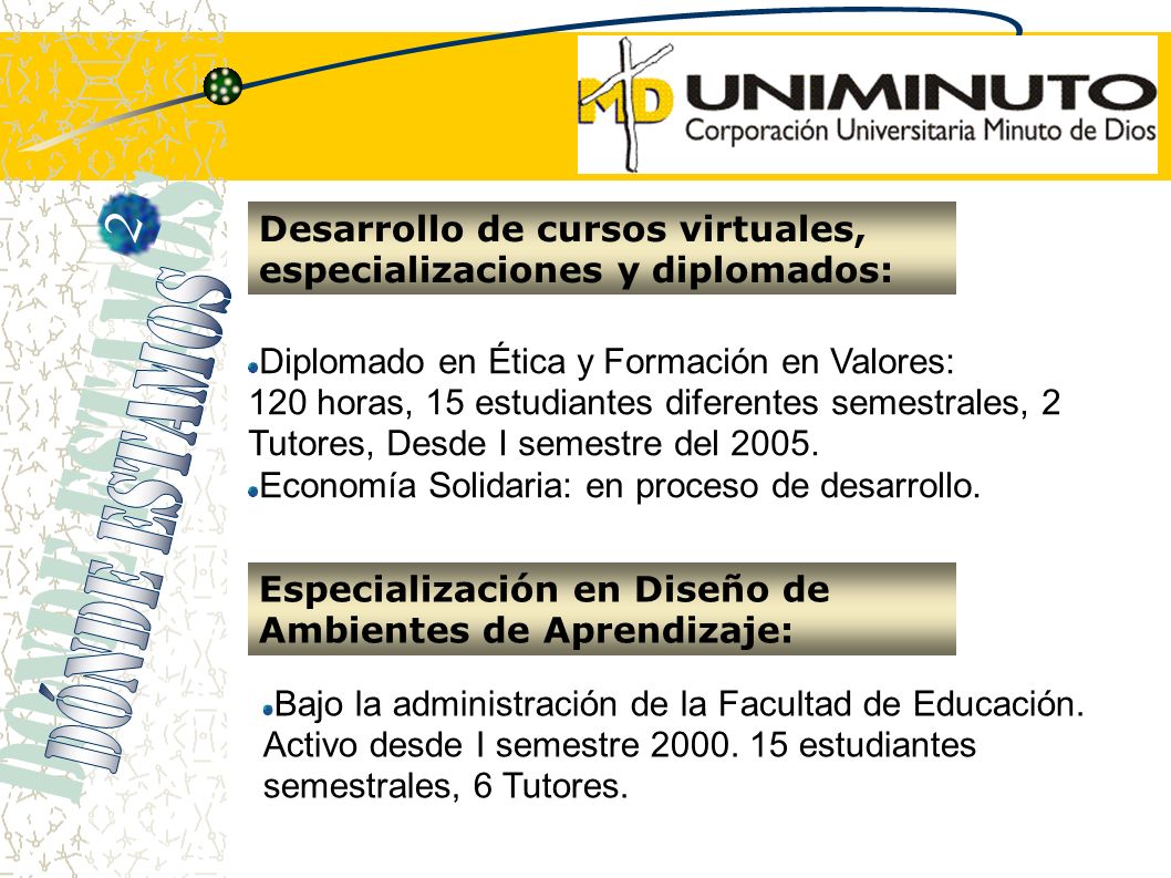 2 Desarrollo de cursos virtuales, especializaciones y diplomados: Diplomado en Ética y Formación en Valores: