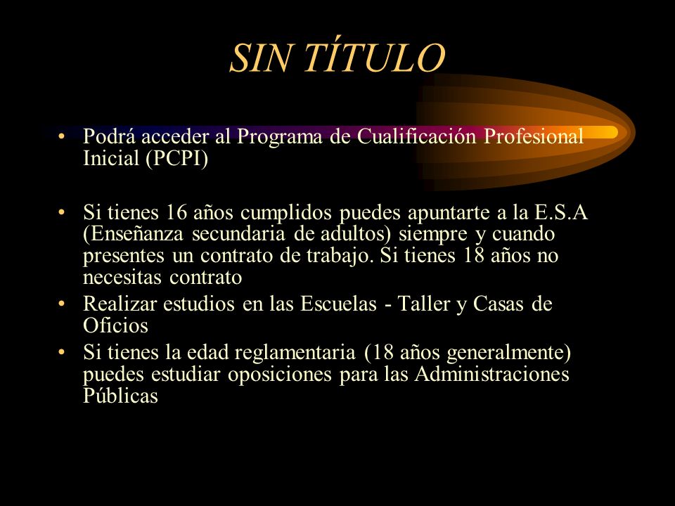 SIN TÍTULO Podrá acceder al Programa de Cualificación Profesional Inicial (PCPI)