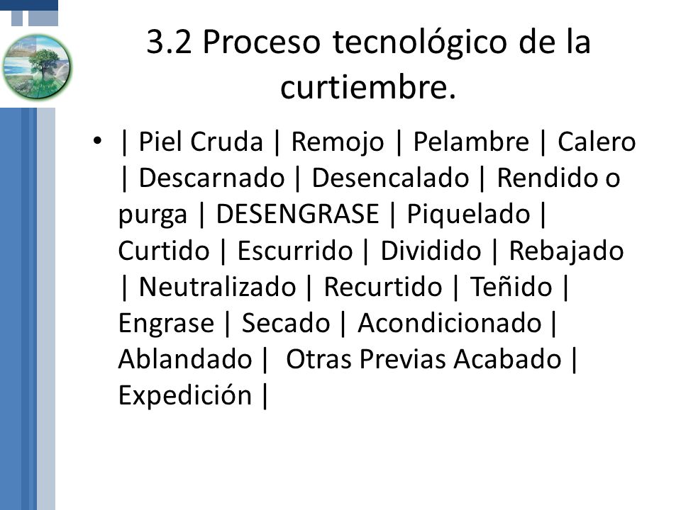 3.2 Proceso tecnológico de la curtiembre.