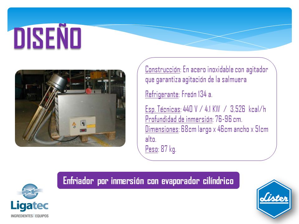 Enfriador por inmersión con evaporador cilíndrico