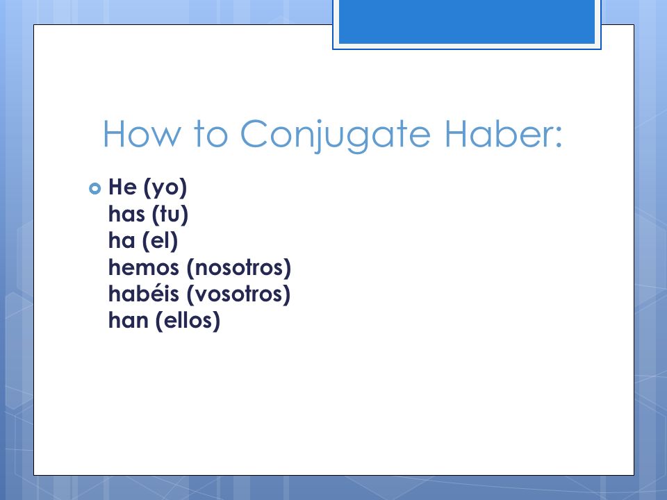 How to Conjugate Haber: