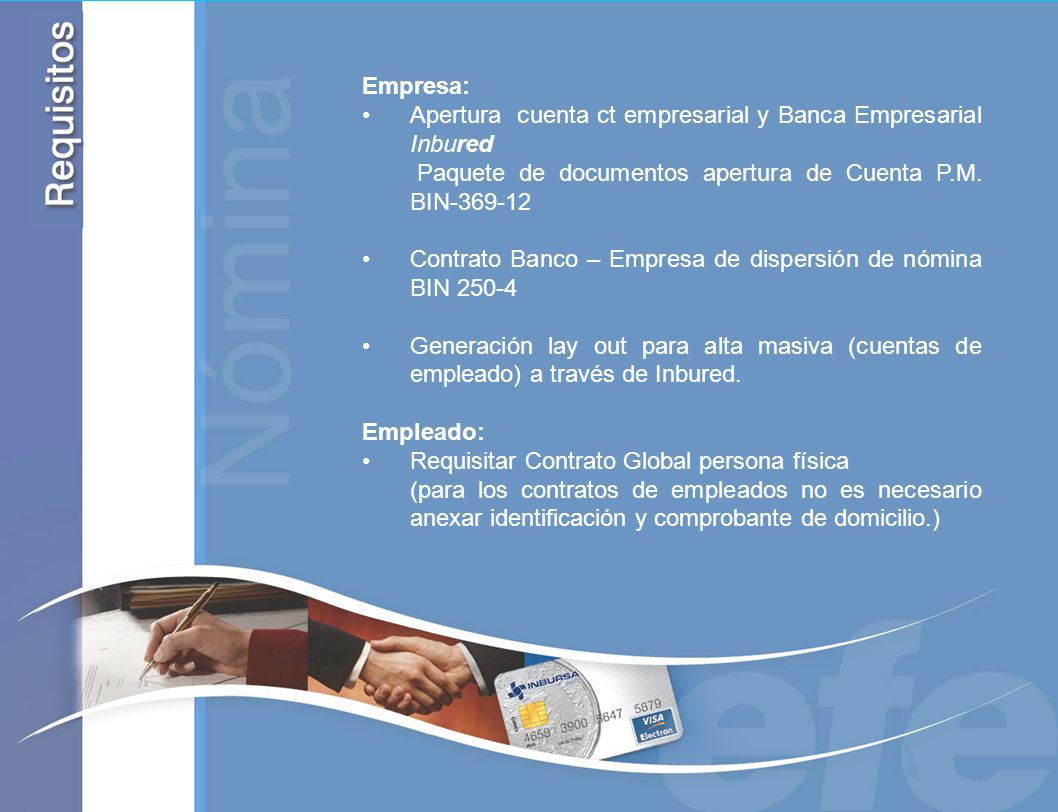 Empresa: Apertura cuenta ct empresarial y Banca Empresarial Inbured. Paquete de documentos apertura de Cuenta P.M. BIN