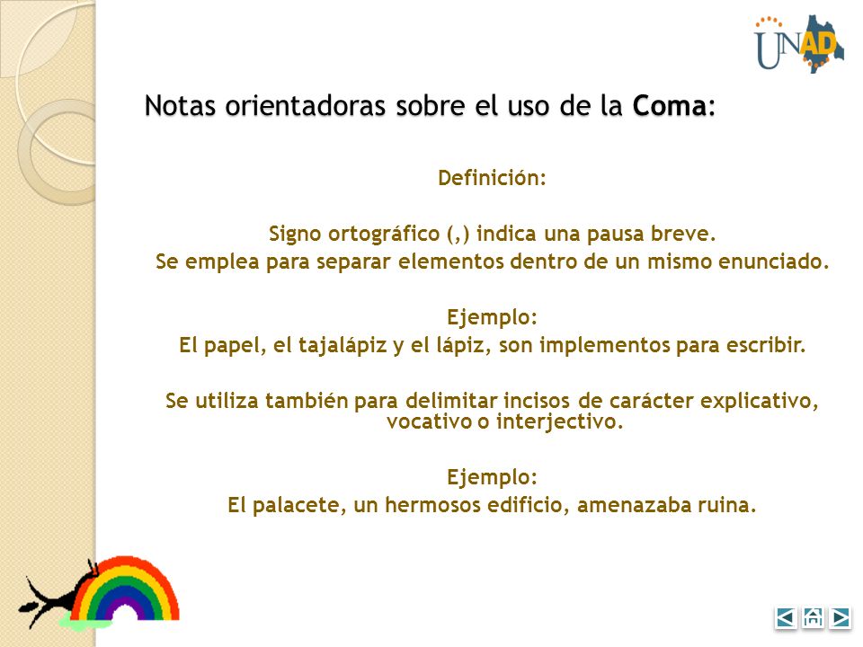 Notas orientadoras sobre el uso de la Coma: